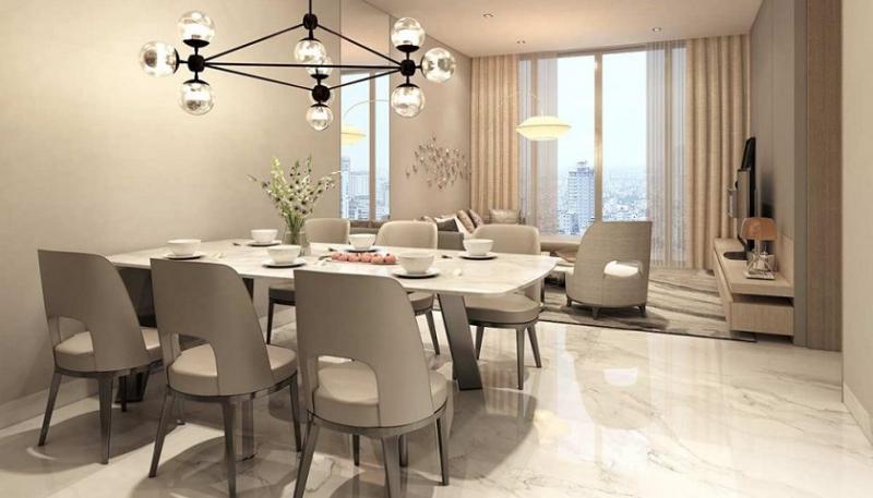 Cảnh quan phòng khách tại 1 căn hộ 2 phòng ngủ điển hình