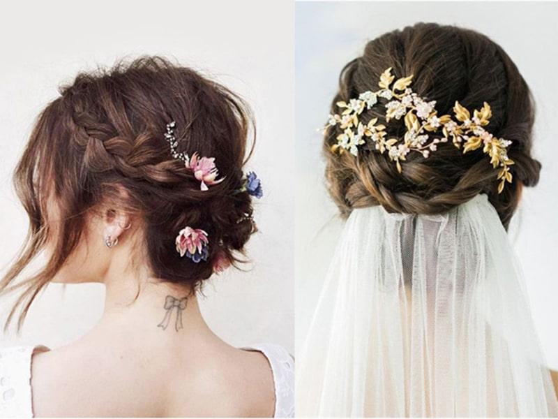Họa tiết ren Boho kết hợp với kiểu tóc bới đánh rốI