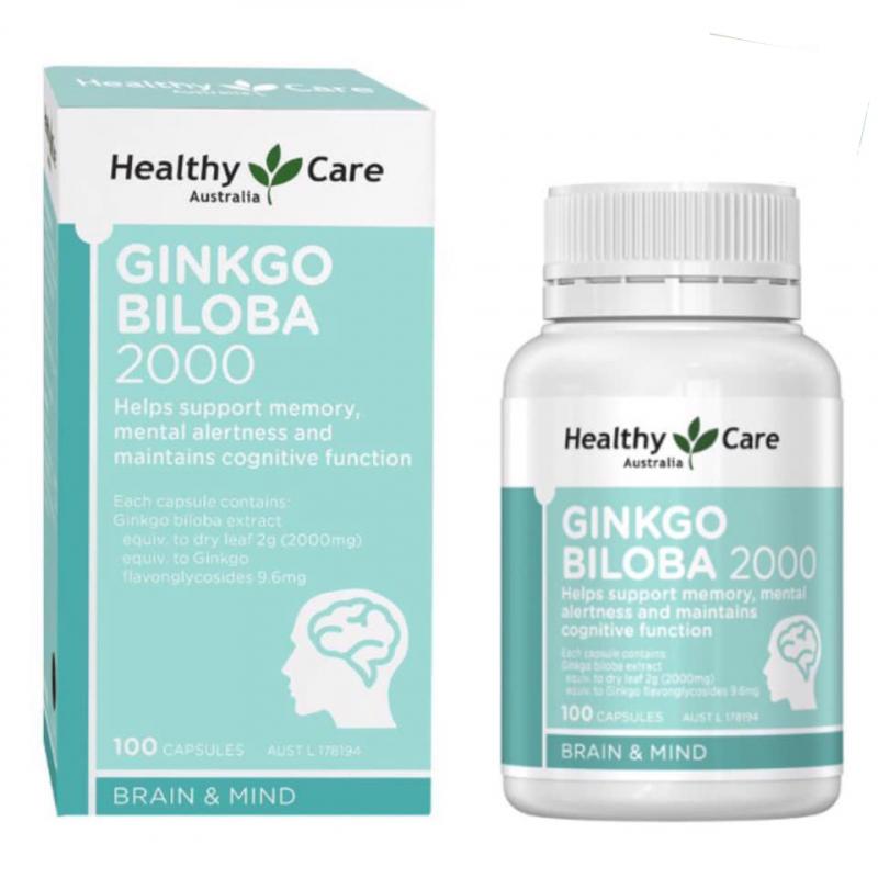 Viên tuần hoàn não Ginkgo Biloba Healthy Care Úc 2000mg