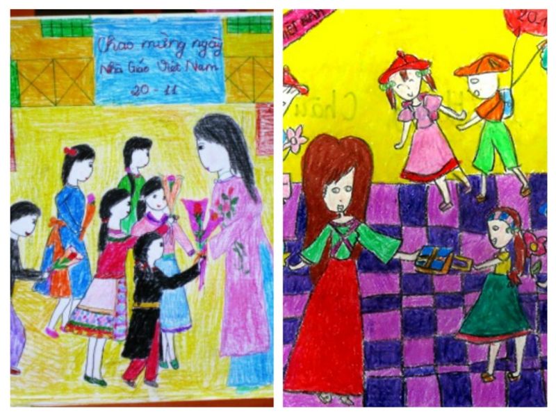 Học sinh dân tộc chúc mừng Cô