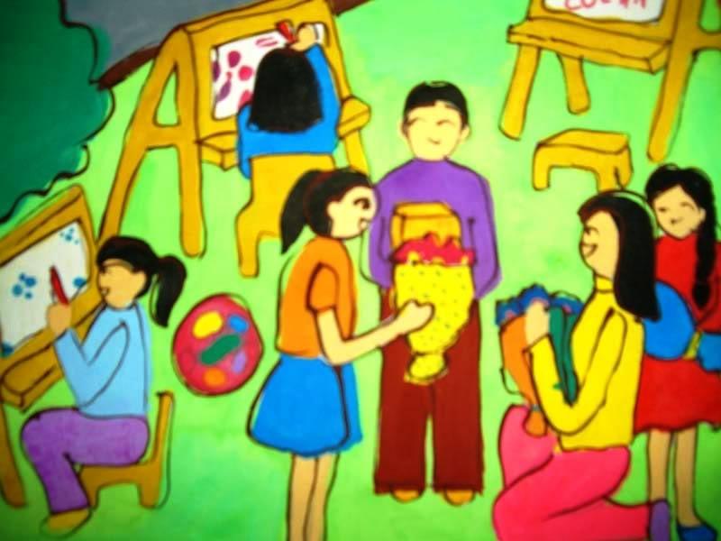 Học trò quây quần bên Thầy Cô