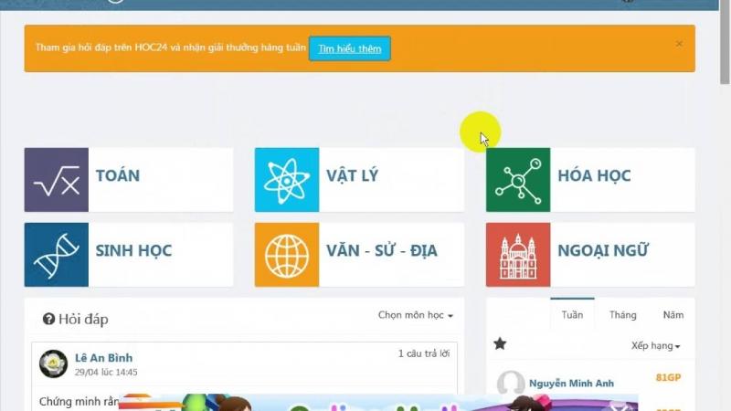 Website tổng hợp các môn học cấp THCS và THPT