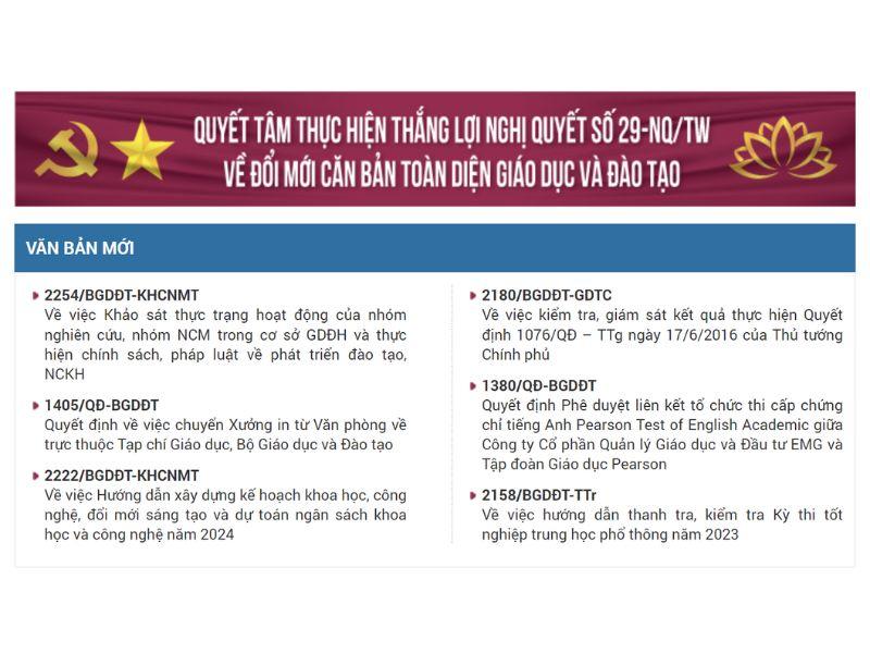 Cổng thông tin điện tử Bộ Giáo dục và Đào tạo