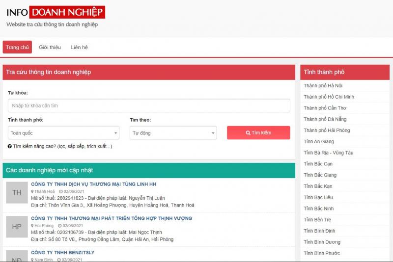 Trang web Infodoanhnghiep