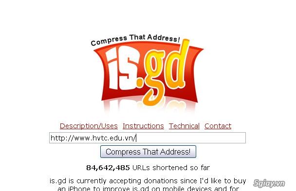 Giao diện trang web Is.gd