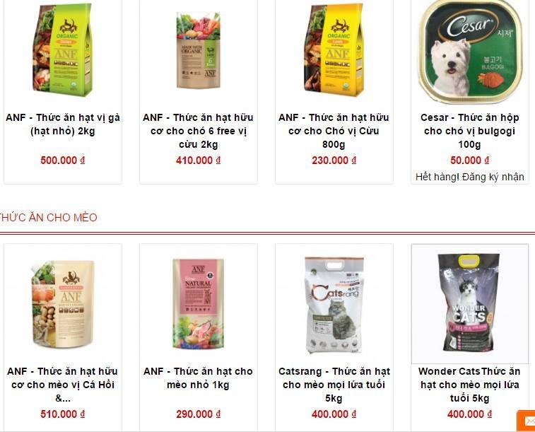 Một số sản phẩm thức ăn chó mèo tại J & Pet Shop