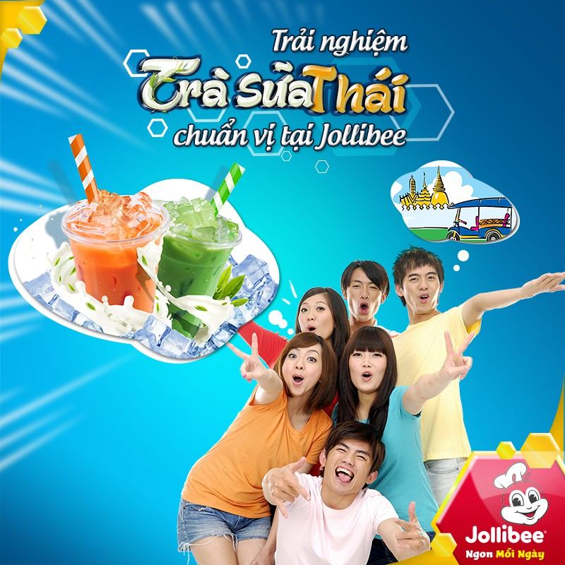 Tại ﻿Jollibee mà bạn có thể lựa chọn trà sữa Thái hay các món ăn phụ khác