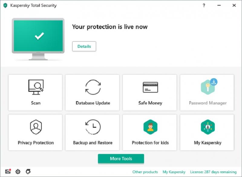 Giao diện quen thuộc của Kaspersky