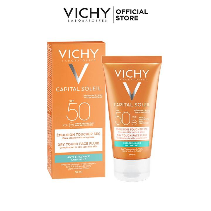 Kem chống nắng không nhờn rít SPF 50 UVA +UVB Vichy Capital Soleil Mattifying Dry Touch Face Fluid 50ml