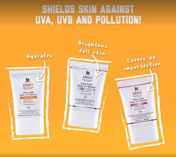 Ba loại trong dòng kem chống nắng Kiehl's Ultra Light Daily UV Defense SPF 50 PA++++