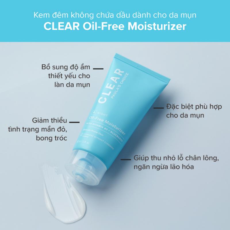 Kem dưỡng ẩm dịu nhẹ không chứa dầu dành cho da mụn Paula's Choice Oil Free Moisturizer