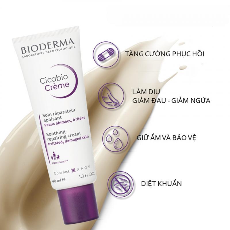 Kem dưỡng Bioderma Cicabio Creme phục hồi làm dịu da kích ứng 40ml