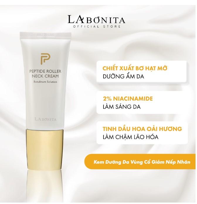 Kem dưỡng da giảm nếp nhăn vùng cổ La Bonita Peptide Roller Neck Cream