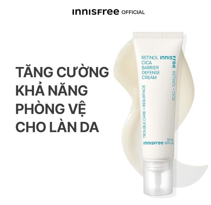 Kem dưỡng làm dịu và phục hồi da Innisfree Retinol Cica Barrier Defense Cream