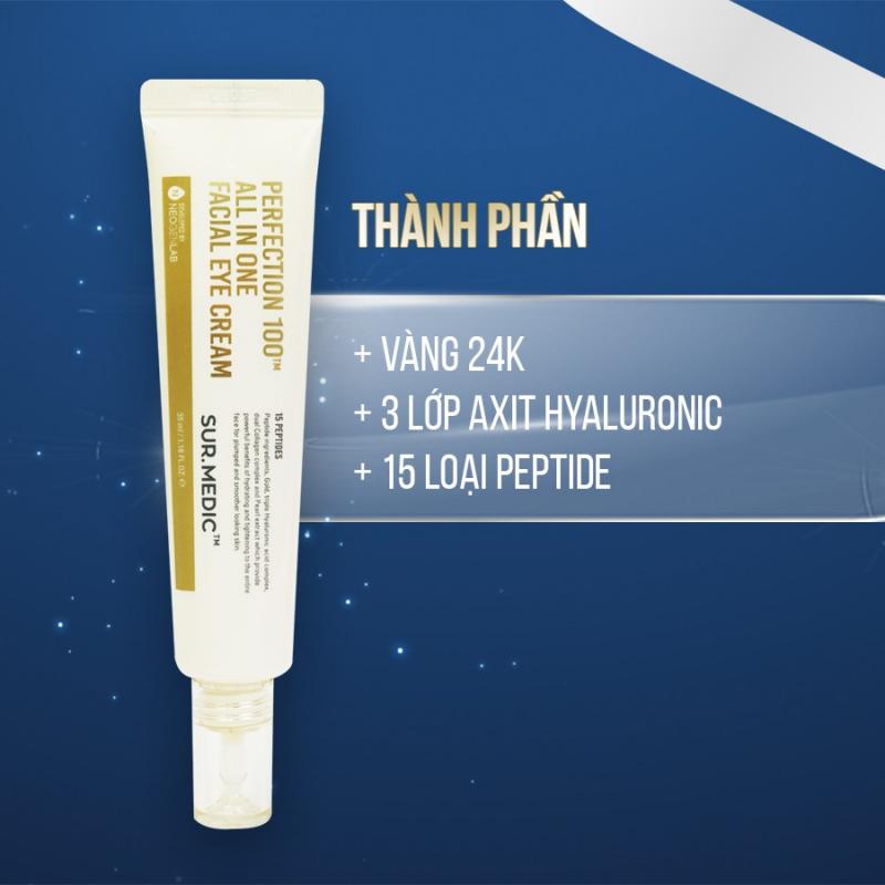 Kem dưỡng mắt làm mờ nếp nhăn  Sur.medic+ Perfection 100tm All In One Facial Eye Cream