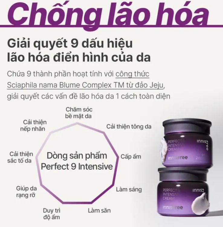 Kem dưỡng ngăn ngừa lão hóa chuyên sâu Innisfree Perfect 9 Intensive Cream
