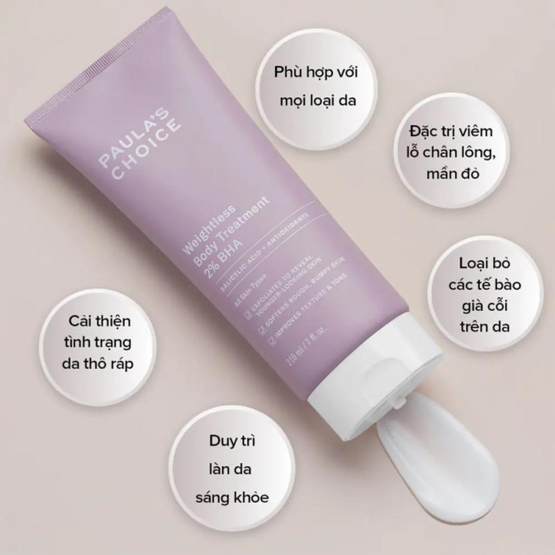 Kem dưỡng thể ngừa viêm lỗ chân lông Paula’s Choice Weightless Body Treatment With 2% BHA