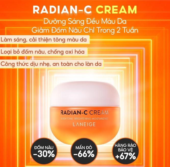 Kem dưỡng trắng da làm mờ đốm nâu Laneige Radian-C Cream