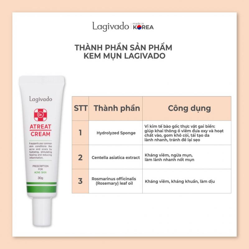 Kem trị mụn, ngăn ngừa thâm sẹo và mụn tái phát Hàn Quốc Lagivado Dr. Atreat Cream 30 ml