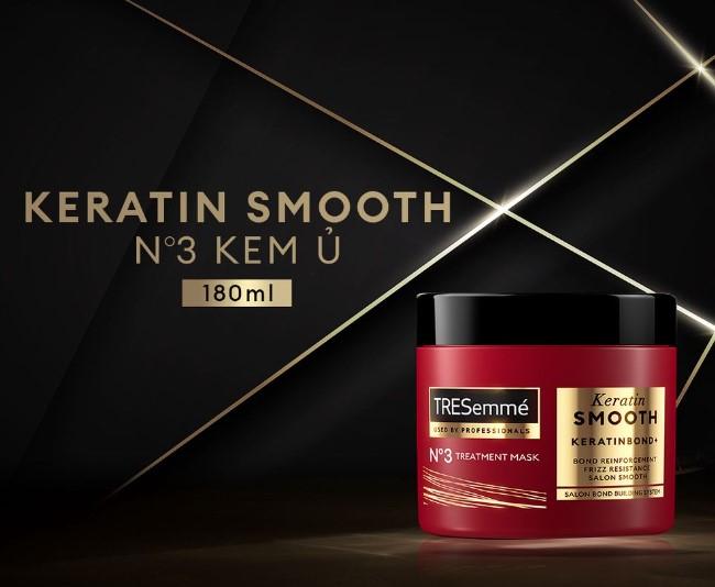 Kem ủ TRESemmé Keratin Smooth tinh dầu Argan vào nếp suôn mượt