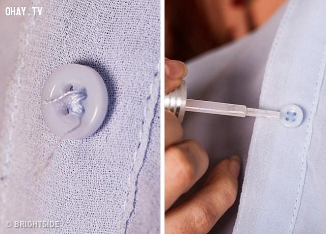Khắc phục nút áo bị bung chỉ