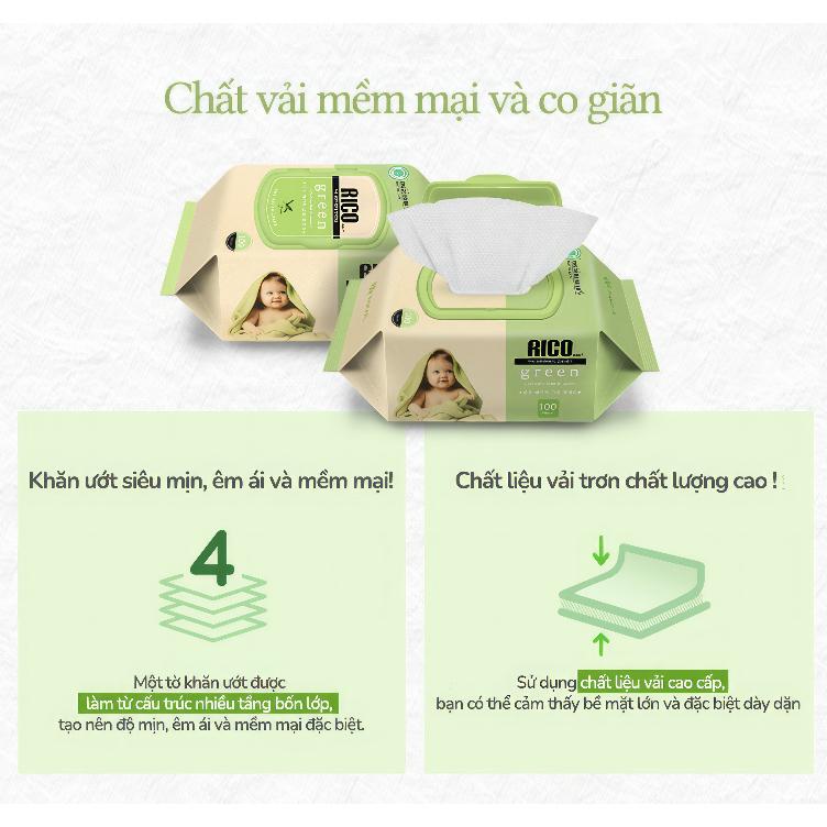 Khăn ướt RicoBaby Green Hàn Quốc