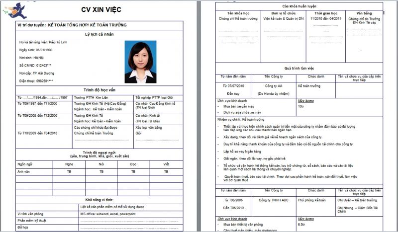 Bạn hãy tham khảo ý kiến của 1 vài người có kinh nghiệm cho CV của mình