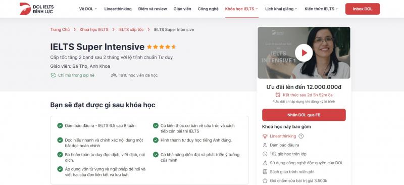 Khóa học cấp tốc IELTS Super Intensive - DOL IELTS Đình Lực