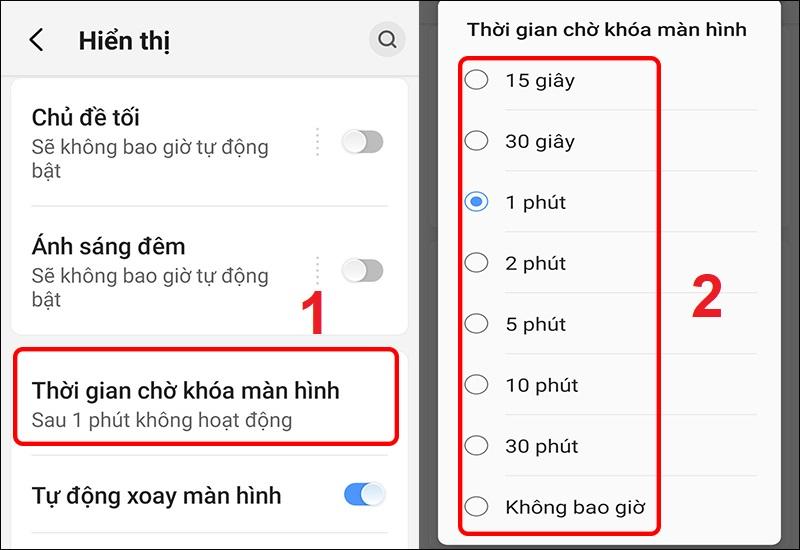 Không tự khóa màn hình
