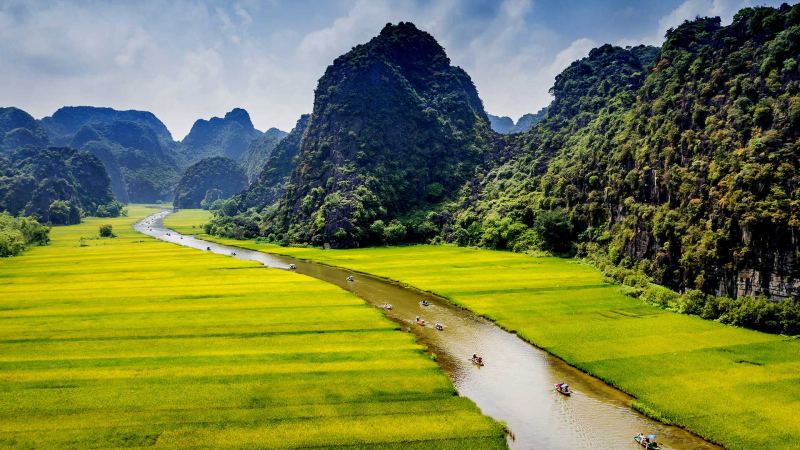 Một góc chụp khác của mùa lúa chín Tam Cốc