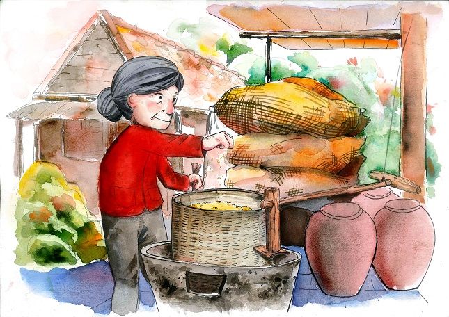 Kiêng để cối xay gạo trống