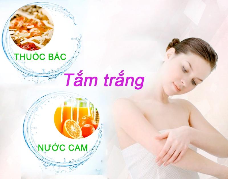 Tắm trắng hiệu quả bằng bột thuốc bắc và nước cam.