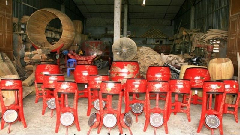 Sản phẩm của làng nghề trống Đọi Tam