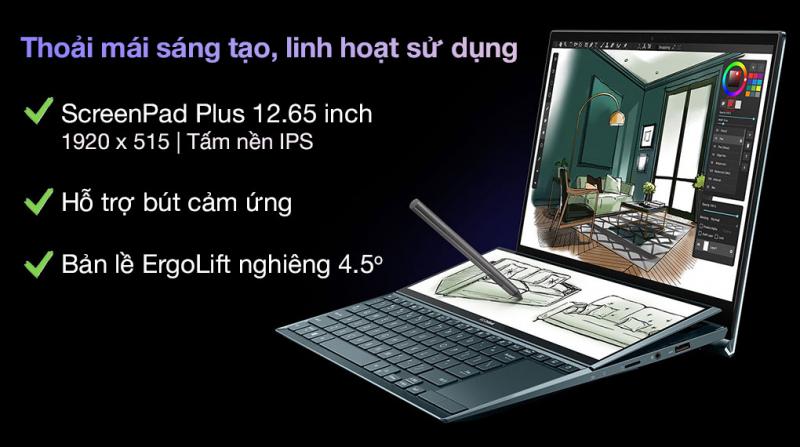 Laptop Asus ZenBook Duo UX482EA i7 1165G7/16GB/1TB SSD/Touch/Pen/Túi/Stand/Win10 (KA111T)