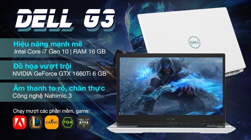 Laptop Dell Gaming G3 15 i7 10750H/16GB/512GB/6GB GTX1660Ti/120Hz/Win10 (P89F002BWH)