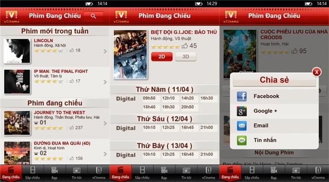 Lịch chiếu phim