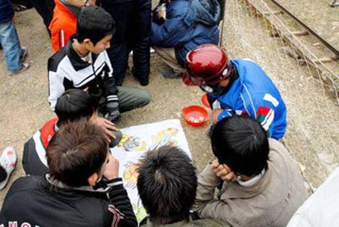 Lừa chơi đánh cờ thế, xóc đĩa, bài bạc, đá gà ở ngoài vỉa hè