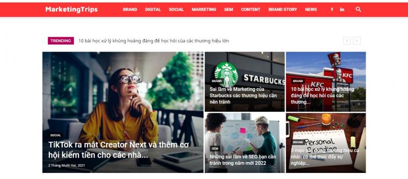 Giao diện chính của web
