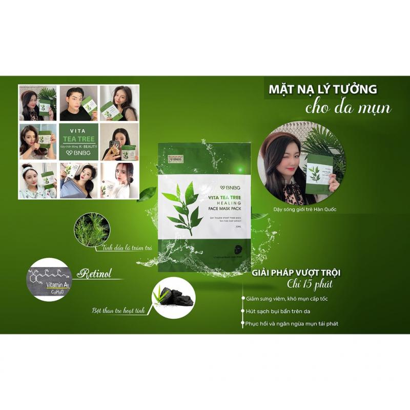 Mặt nạ BNBG Vita Tea Tree Healing Face Mask Pack thải độc da giảm mụn 30ml