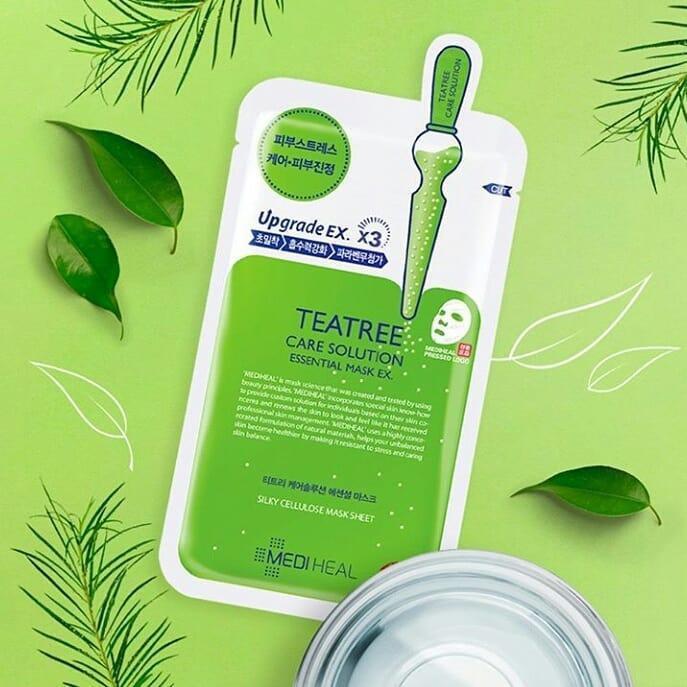 Mặt nạ chứa tinh chất trà xanh ngăn ngừa mụn Mediheal Teatree Care Solution Essential Mask EX 24ml x 10