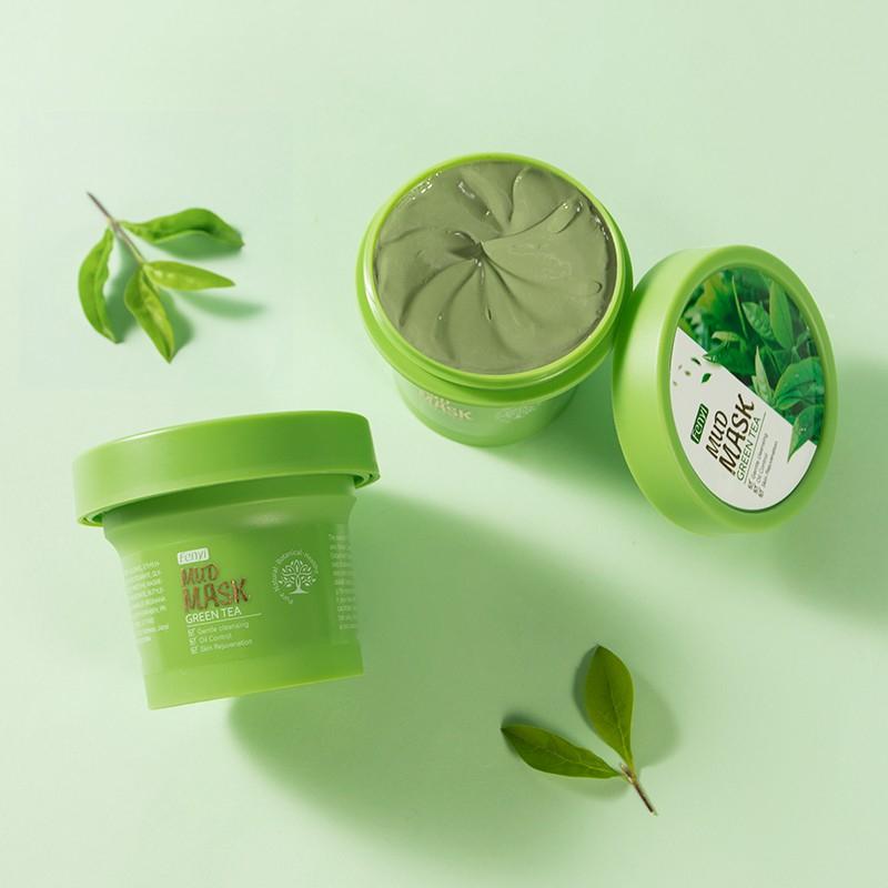 Mặt nạ đất sét Fenyi tinh chất trà xanh giảm mụn đầu đen kiềm dầu dưỡng trắng 100g