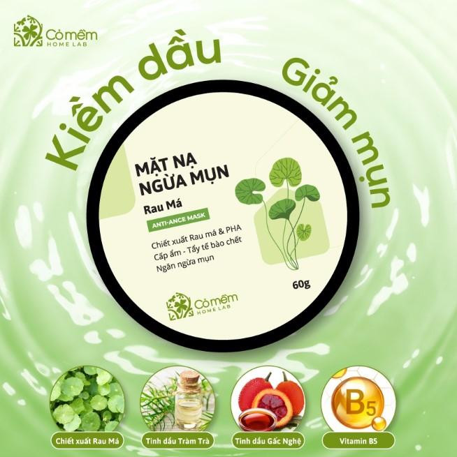 Mặt nạ đất sét ngừa mụn rau má Cỏ Mềm