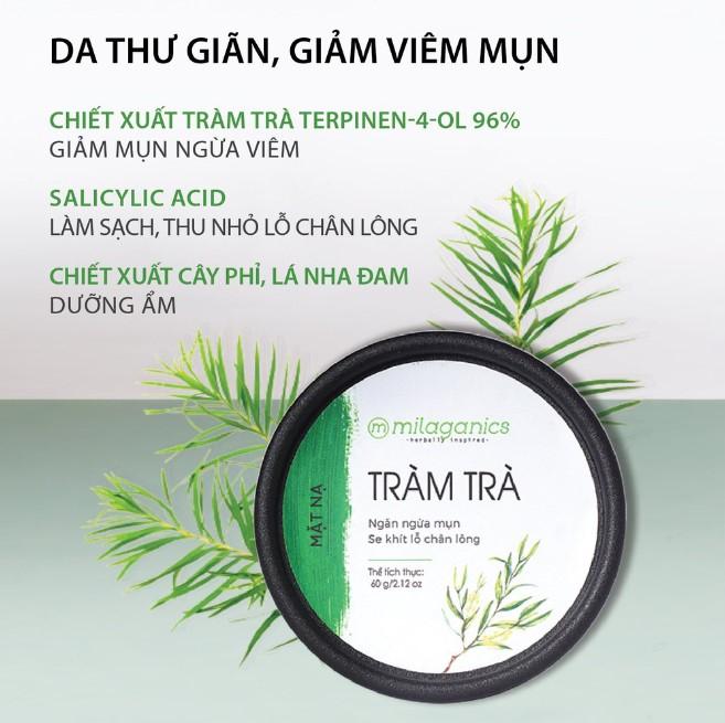 Mặt nạ đất sét tinh dầu tràm trà Milaganics
