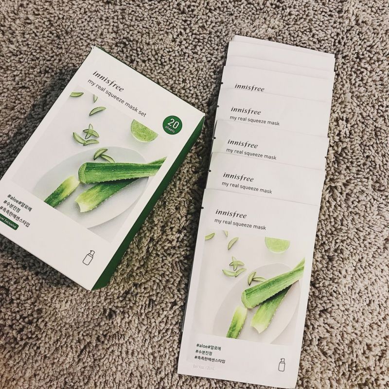 Mặt nạ giấy cấp nước & làm dịu da từ nha đam Innisfree My Real Squeeze Mask - Aloe