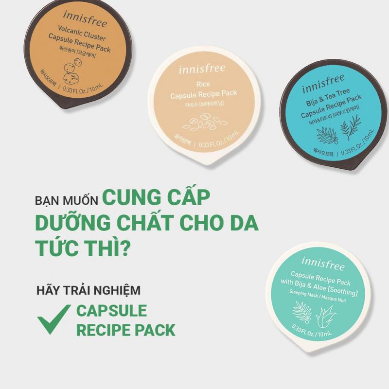 Mặt nạ ngủ dạng hủ từ bija & nha đam innisfree Capsule Recipe Pack Bija & Aloe 10ml