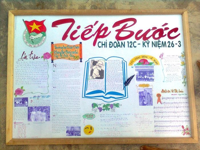 Mẫu báo tường bằng các bài báo chủ đề tiếp bước