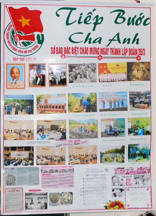 Mẫu báo tường thu hút với nhiều hình ảnh kết hợp dòng bút ký