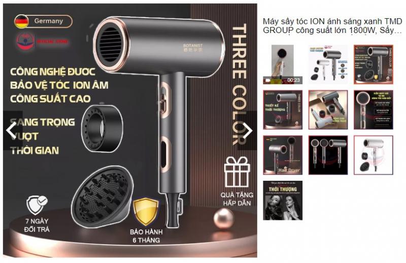 Máy sấy tóc ION ánh sáng xanh TMD GROUP