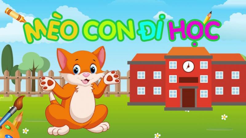 Mèo con đi học