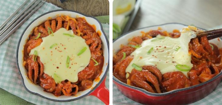 Mì trộn phô mai bạch tuộc cay